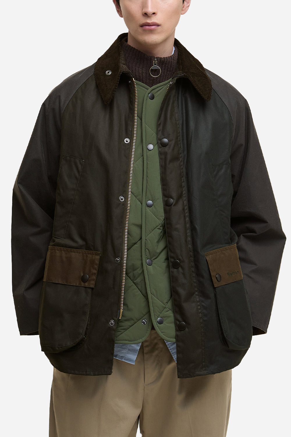 Barbour Patchwork OS Bedale Wax Jacket (Sage Multi)