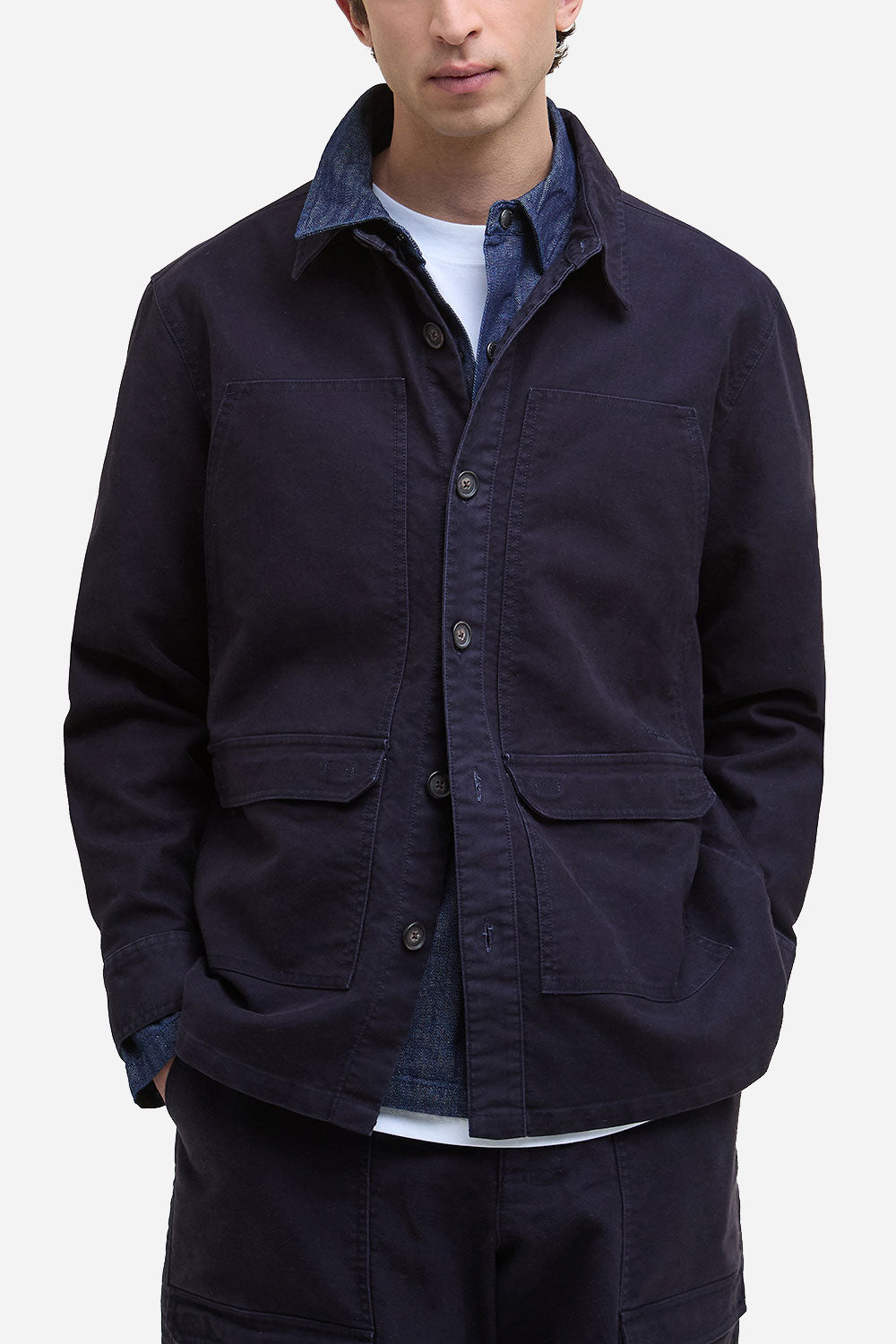 Barbour Wewbirch OS Baumwollsatin Overshirt (Marine)
