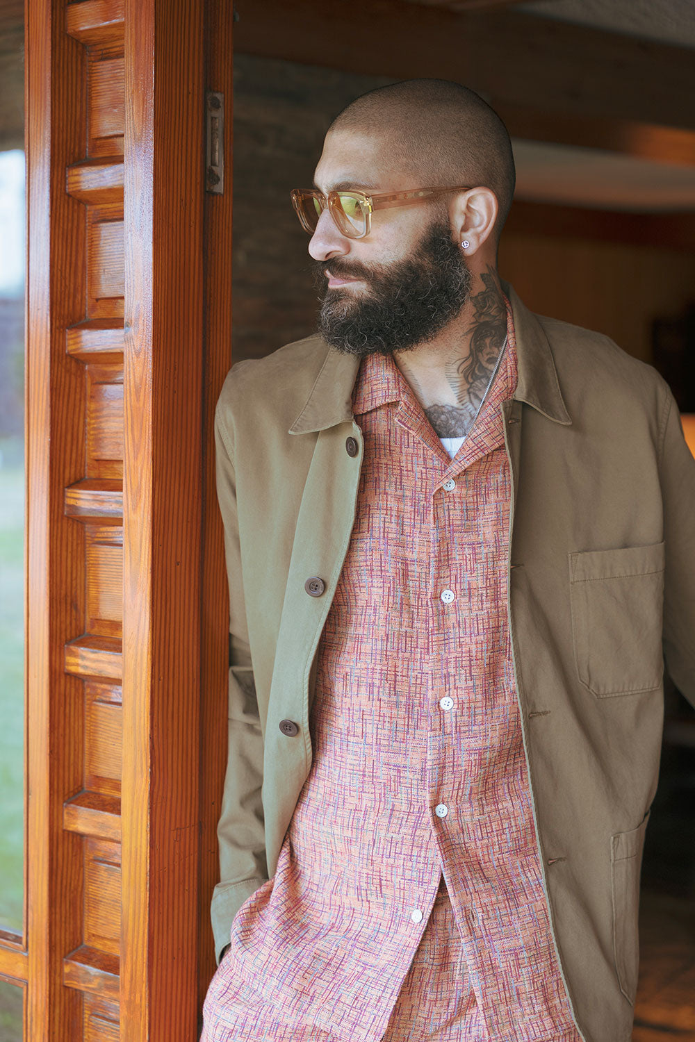 Portugiesisches Flanellboucle -Hemd (Traubendruck)