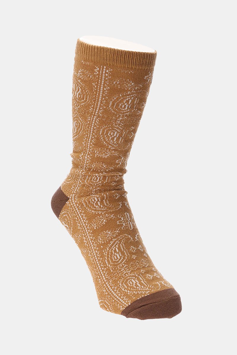 Anonymous Ism Organic Cotton Paisley Crew Socks (Mustard) | Socks