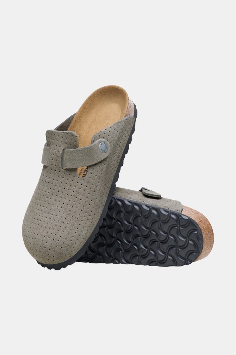 Birkenstock Boston BS Suede Embossed (Emboss Dots Stone Coin) | Sandals
