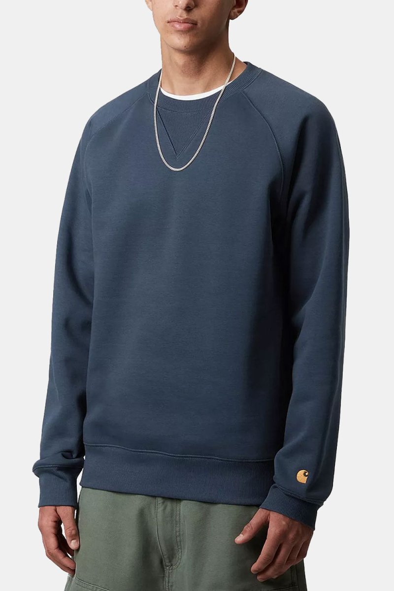 Carhartt WIP Chase Sweatshirt (Dusky Blue/Gold) | Sweaters