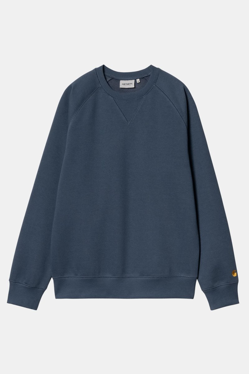Carhartt WIP Chase Sweatshirt (Dusky Blue/Gold) | Sweaters