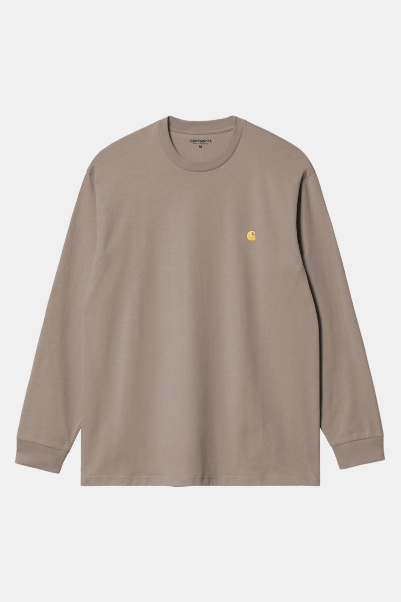 Carhartt WIP Long Sleeve Chase T-Shirt (Dusky Beige/Gold) | T-Shirts