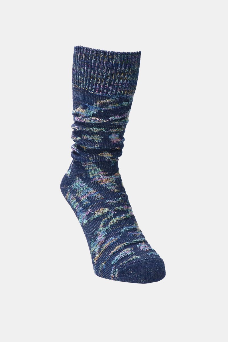 Kinari Recycled Cotton & Kasuri Links Tie-Dye Pattern (Navy) | Socks