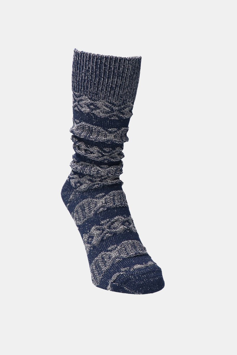 Kinari Recycled Cotton Links Pattern Crew (Navy) | Socks