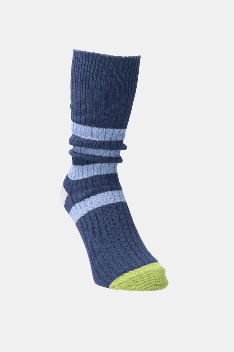 Kinari Recycled Cotton Mix Chunky Stripes Crew (Navy) | Socks