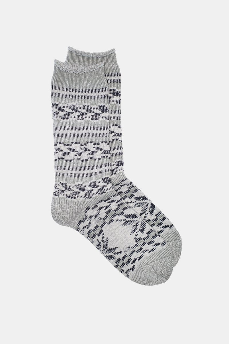 Kinari Recycled Cotton Natural Symbol Pattern Crew (Grey) | Socks