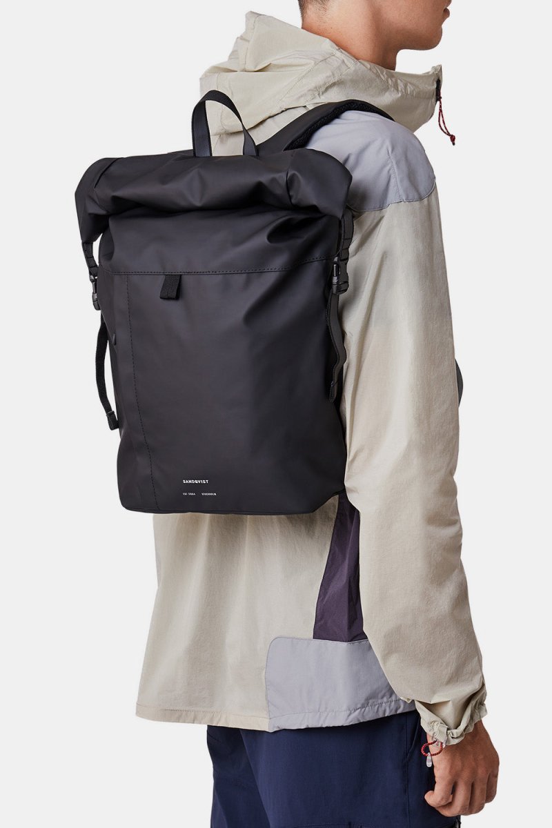 Sandqvist Konrad Water-Resistant Rolltop Backpack (Black) | Bags