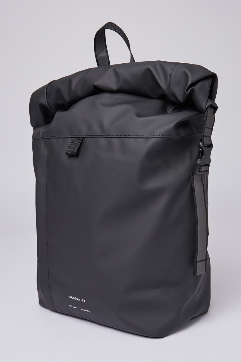 Sandqvist Konrad Water-Resistant Rolltop Backpack (Black) | Bags