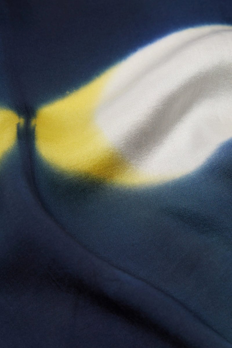 Universal Works Tie Dye Camp Shirt (Navy/Yellow) | Shirts