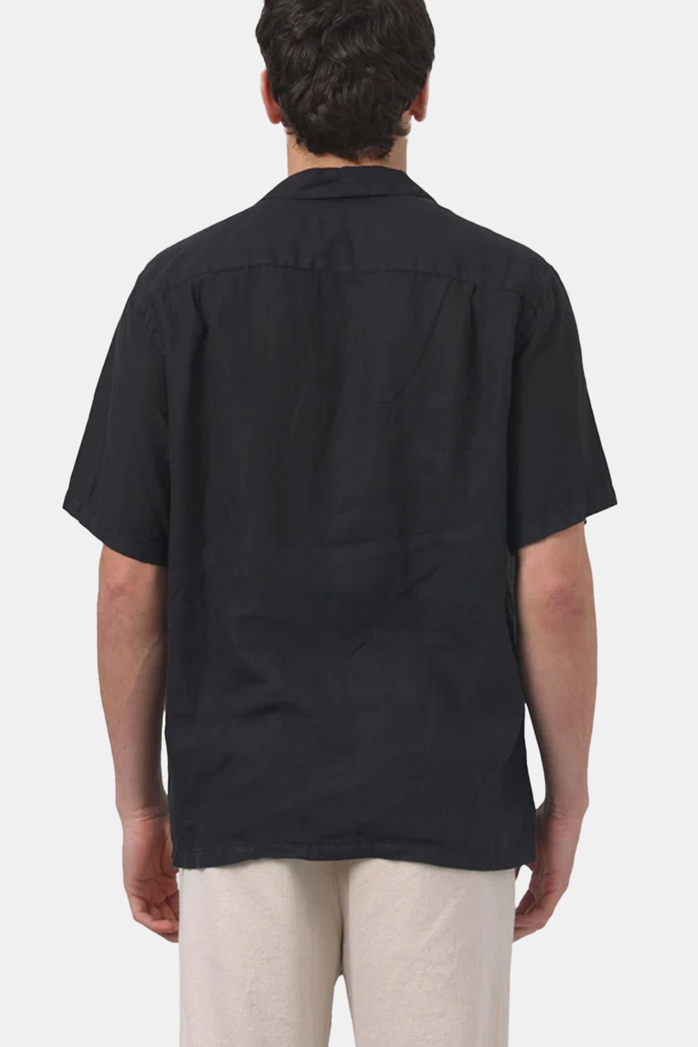Portuguese Flannel Camp Collar Shirt (Black)