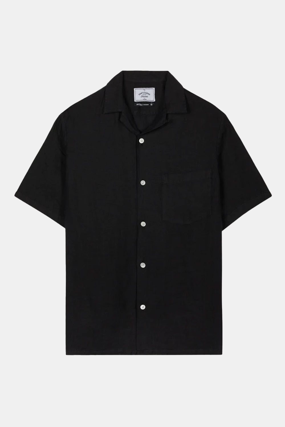 Portuguese Flannel Camp Collar Shirt (Black)