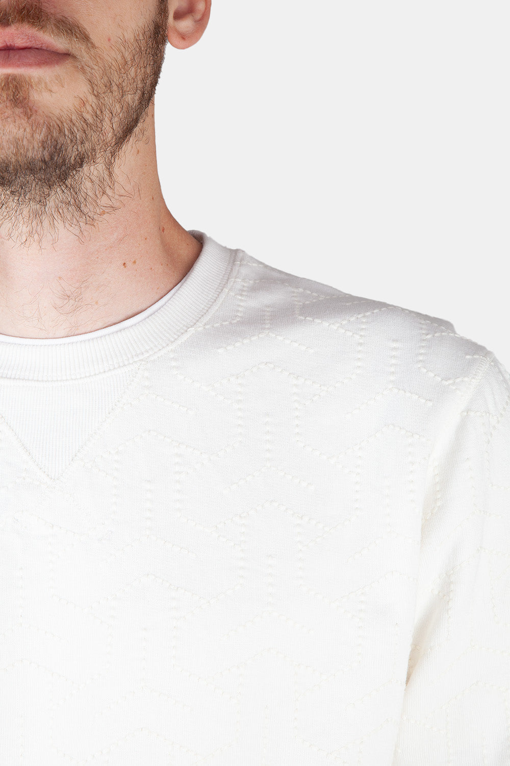 Universal Works Gesticktes Sweatshirt in Übergröße mit Schleifenrücken (Ecru)