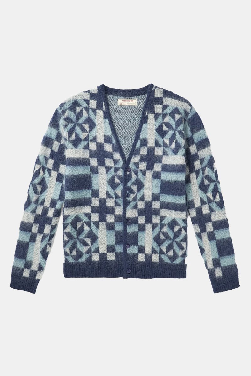 Anonymous Ism American Knit Quilt Cardigan (Shades Blue) | Knitwear