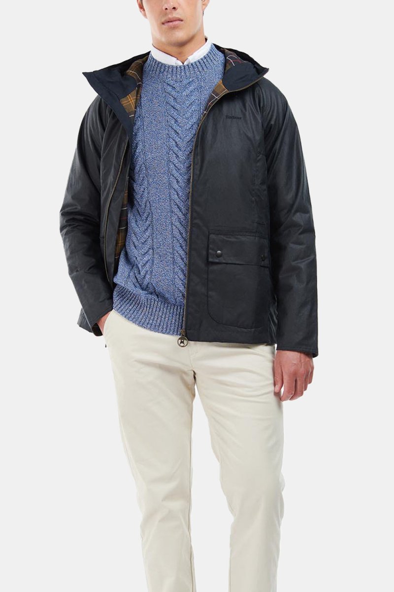 Barbour Hooded Domus Waxed Jacket (Navy/Classic) | Jackets