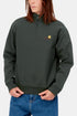 Carhartt WIP American Script Sweatshirt mit halbem Reißverschluss (Dark Cedar) | Pullover