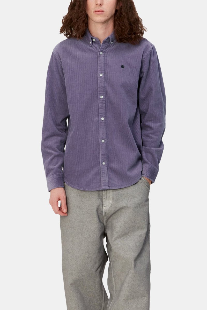 Carhartt WIP Madison Cord Long Sleeve Shirt (Glassy Purple/Black) | Shirts