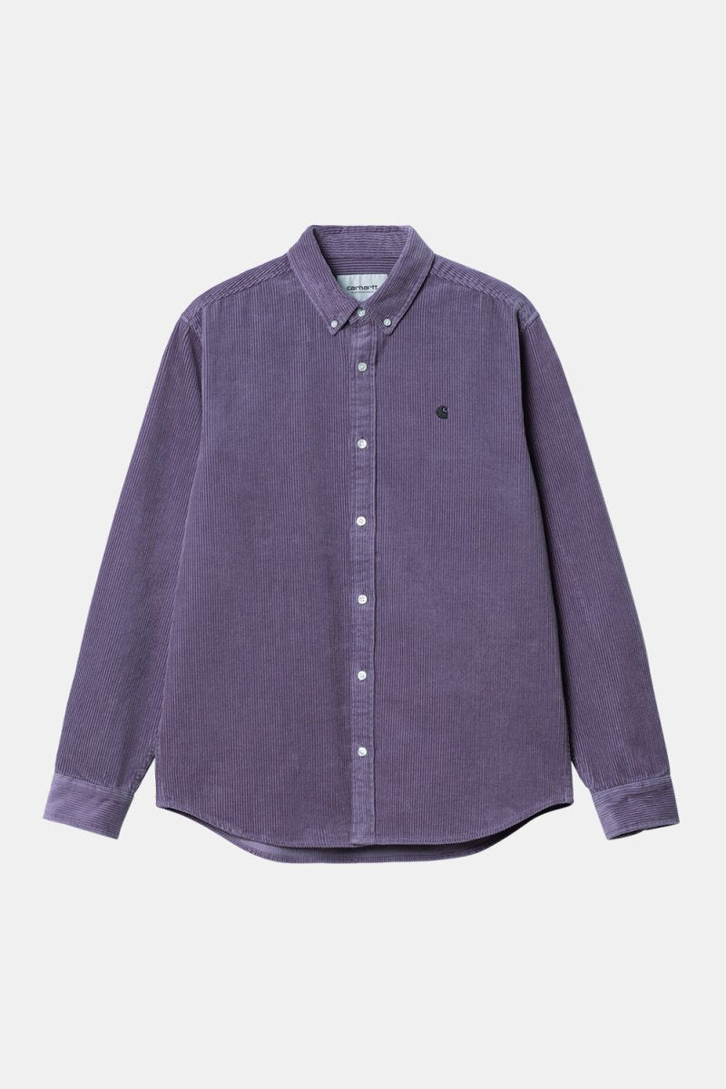 Carhartt WIP Madison Cord Long Sleeve Shirt (Glassy Purple/Black) | Shirts