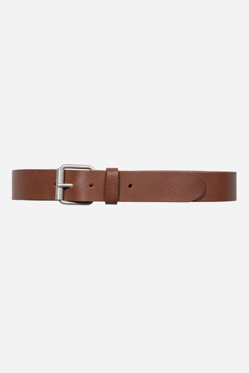 Carhartt WIP Script Belt Leather Belt (Cognac/Silver) | Belts