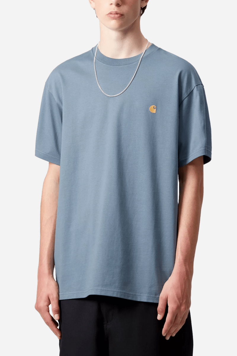 Carhartt WIP Short Sleeve Chase T-Shirt (Angelite/Gold) | T-Shirts