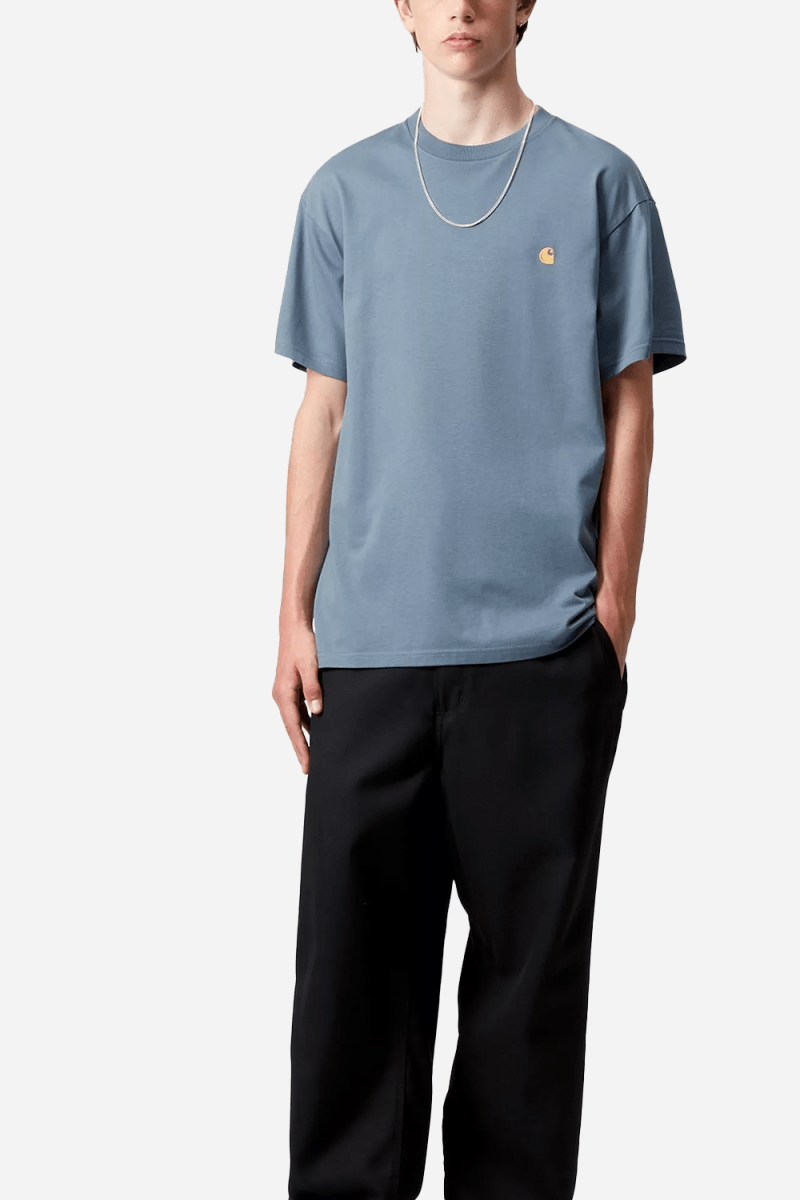 Carhartt WIP Short Sleeve Chase T-Shirt (Angelite/Gold) | T-Shirts