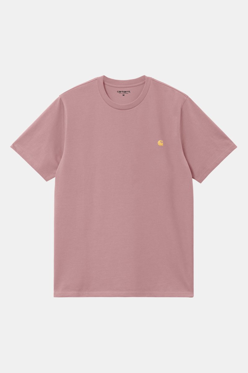 Carhartt WIP Short Sleeve Chase T-Shirt (Glassy Pink/Gold) | T-Shirts