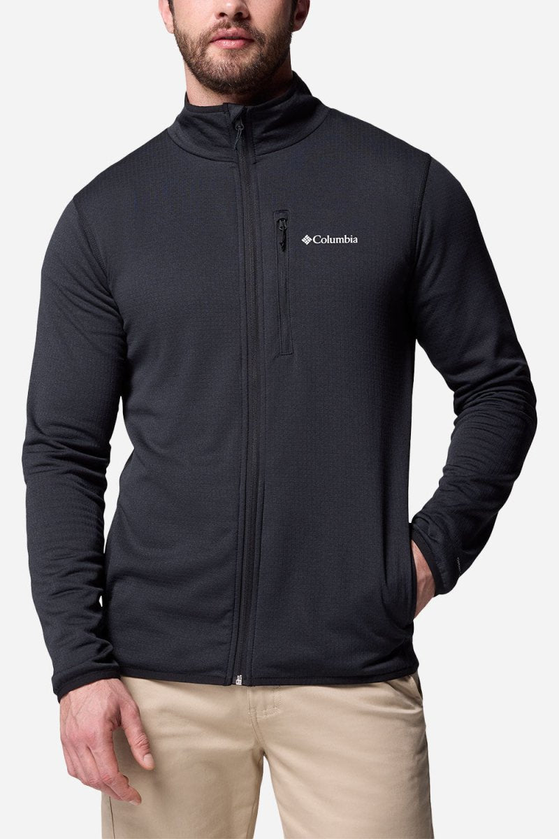Columbia Essential Hike™ Grid Fleece Full Zip (Black) | Sweaters