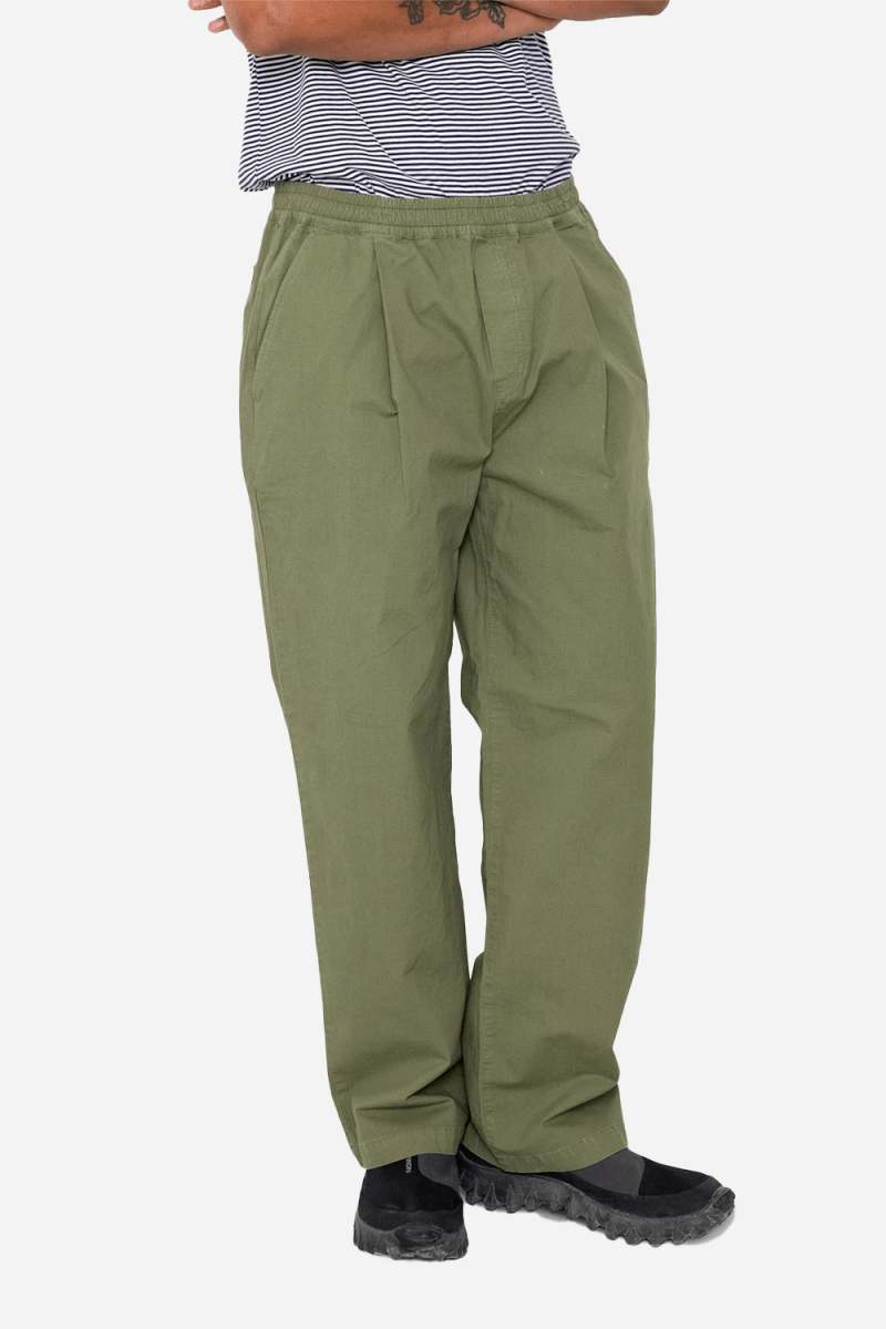 Folk Drawcord Loose Trouser (Light Olive Ripstop) | Trousers