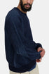 Folk Plattiertes Rippstrick-Sweatshirt mit Rundhalsausschnitt (Marineblau/Zartblau) | Pullover