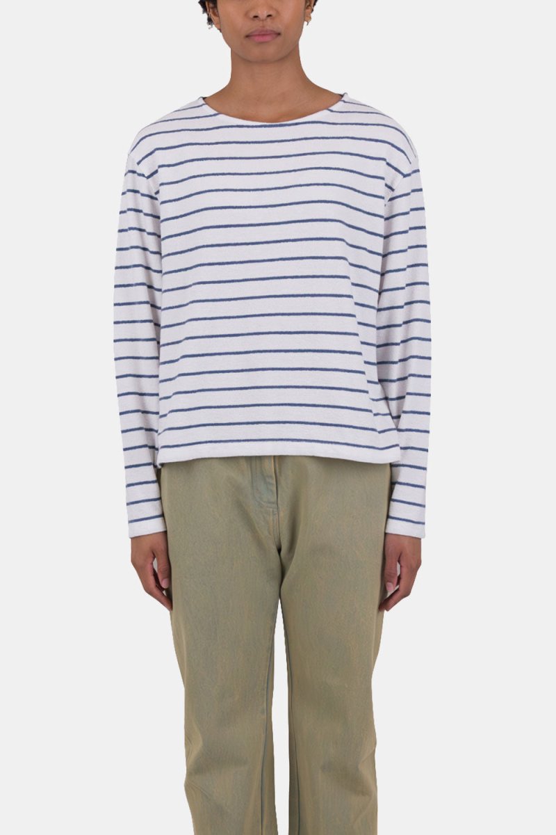 Folk Textured Stripe T-Shirt (Off White/Soft Blue) | Shirts