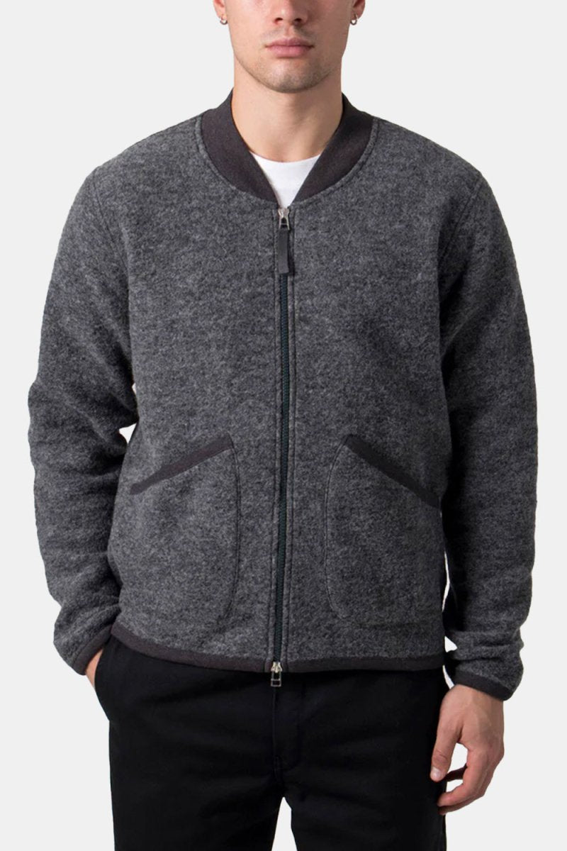 Universal Works Fleece Zip Bomber Jacket (Grey Marl) | Jackets