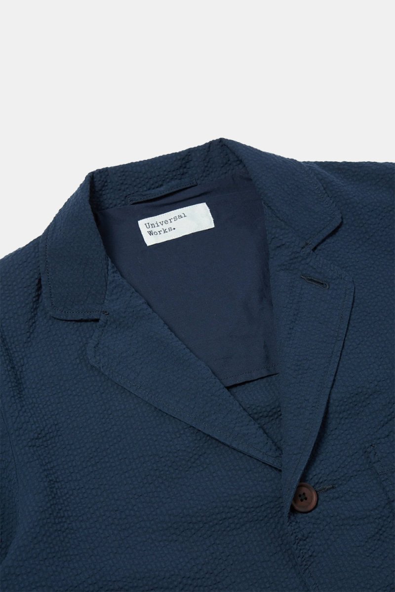 Universal Works Three Button Jacket (Seersucker Navy) | Jackets