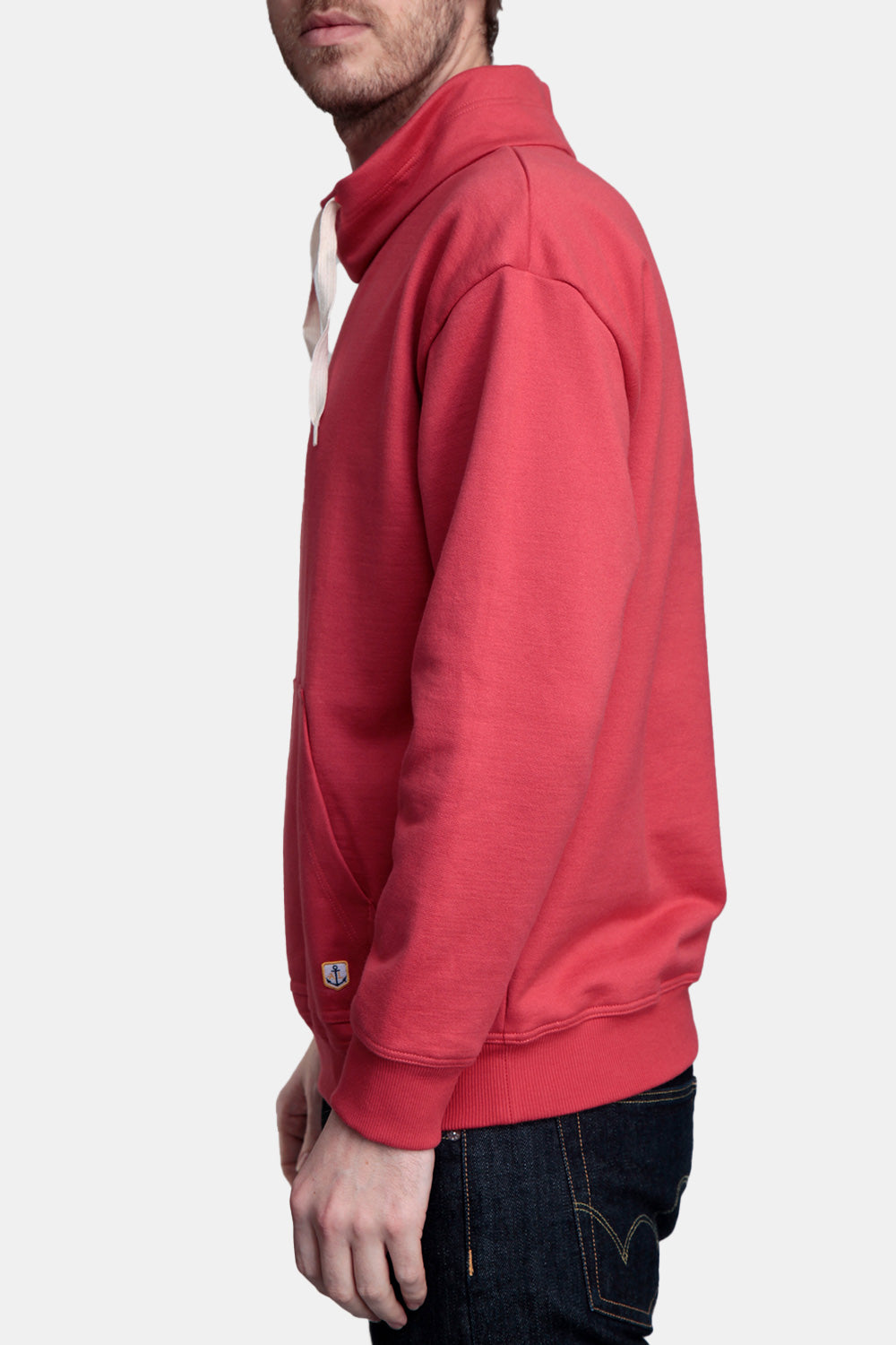 Armor Lux Organic Cotton Sweatshirt Stand-Up Collar (Cranberry Red) | Number Six