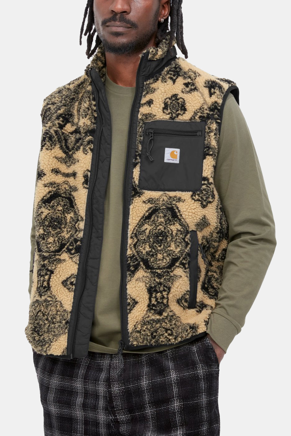 Carhartt WIP Prentis Vest Liner Verse Jacquard Fleece (Dusty Brown &amp; Scoot Black)