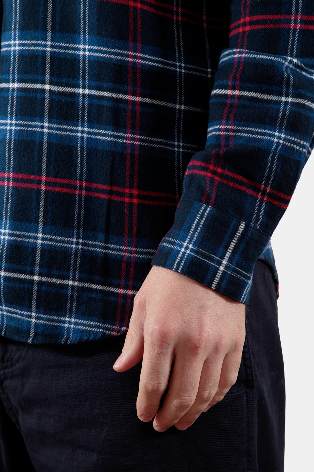 Portuguese Flannel Pop Up ESP Check Shirt (Blue / White / Red) | Number Six