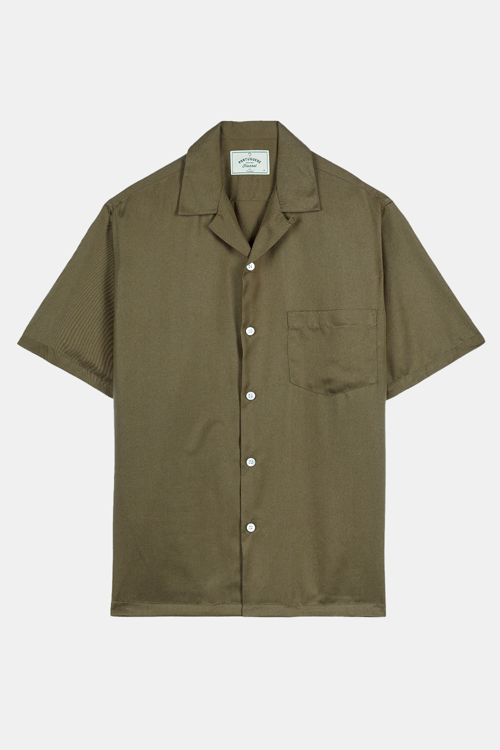 Portuguese Flannel Camp Collar Shirt (Dry Green)