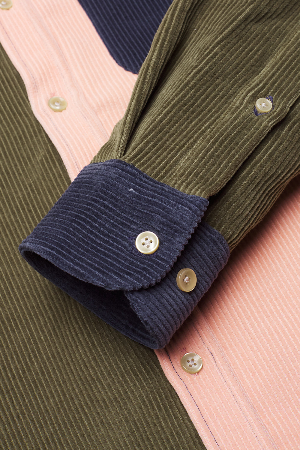Portuguese Flannel Lobo Patchwork Cotton-Cord Shirt (Multi) | Number Six